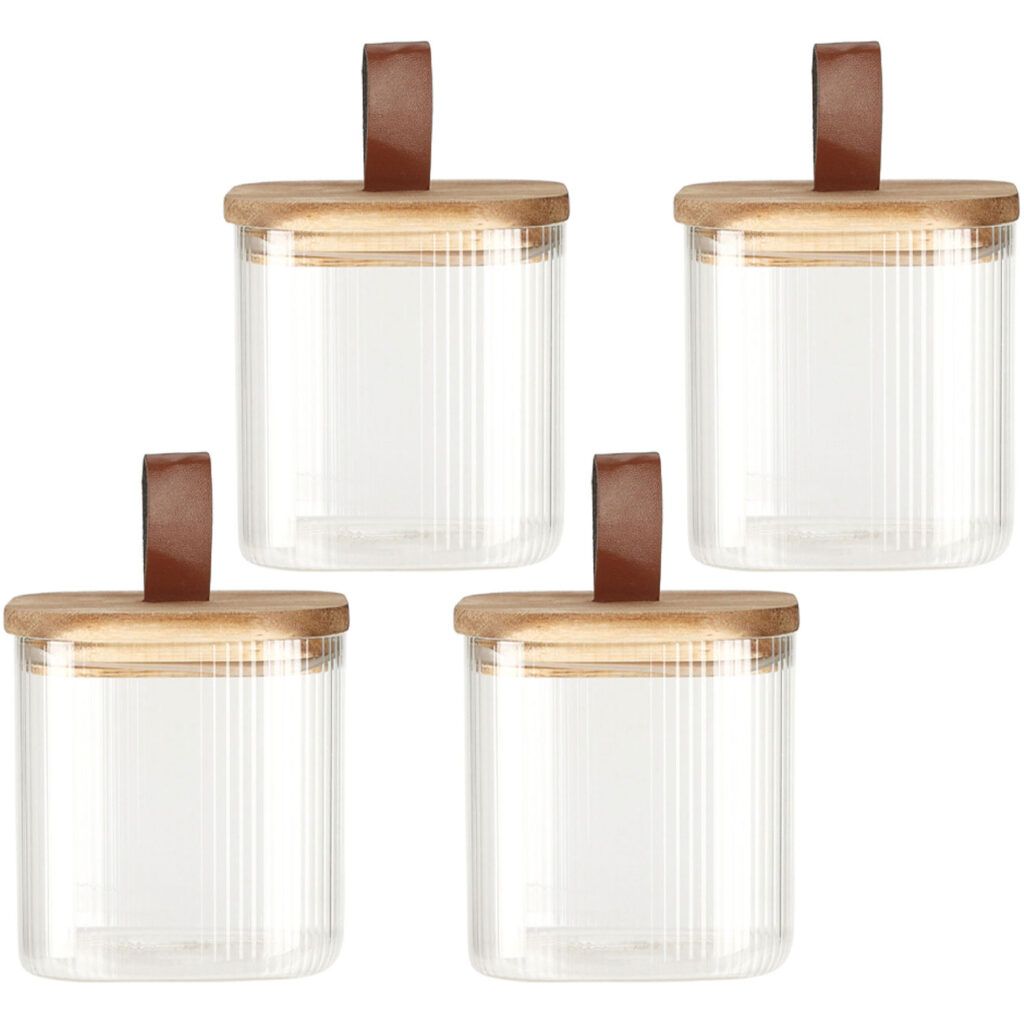 4er-Set Vorratsglas mit Akazienholzdeckel, 750 ml