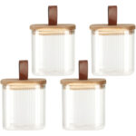 4er-Set Vorratsglas mit Akazienholzdeckel, 750 ml
