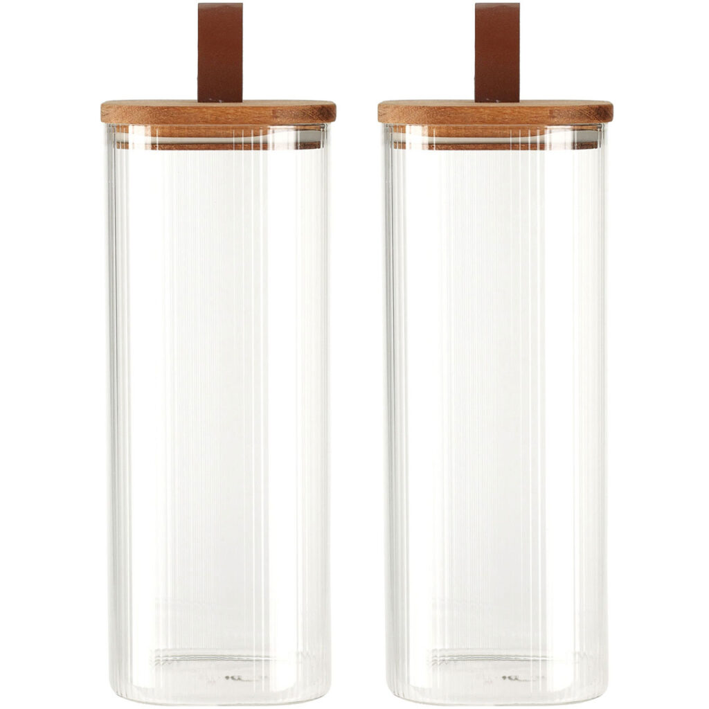 2er-Set Vorratsglas mit Akazienholzdeckel, 1900 ml