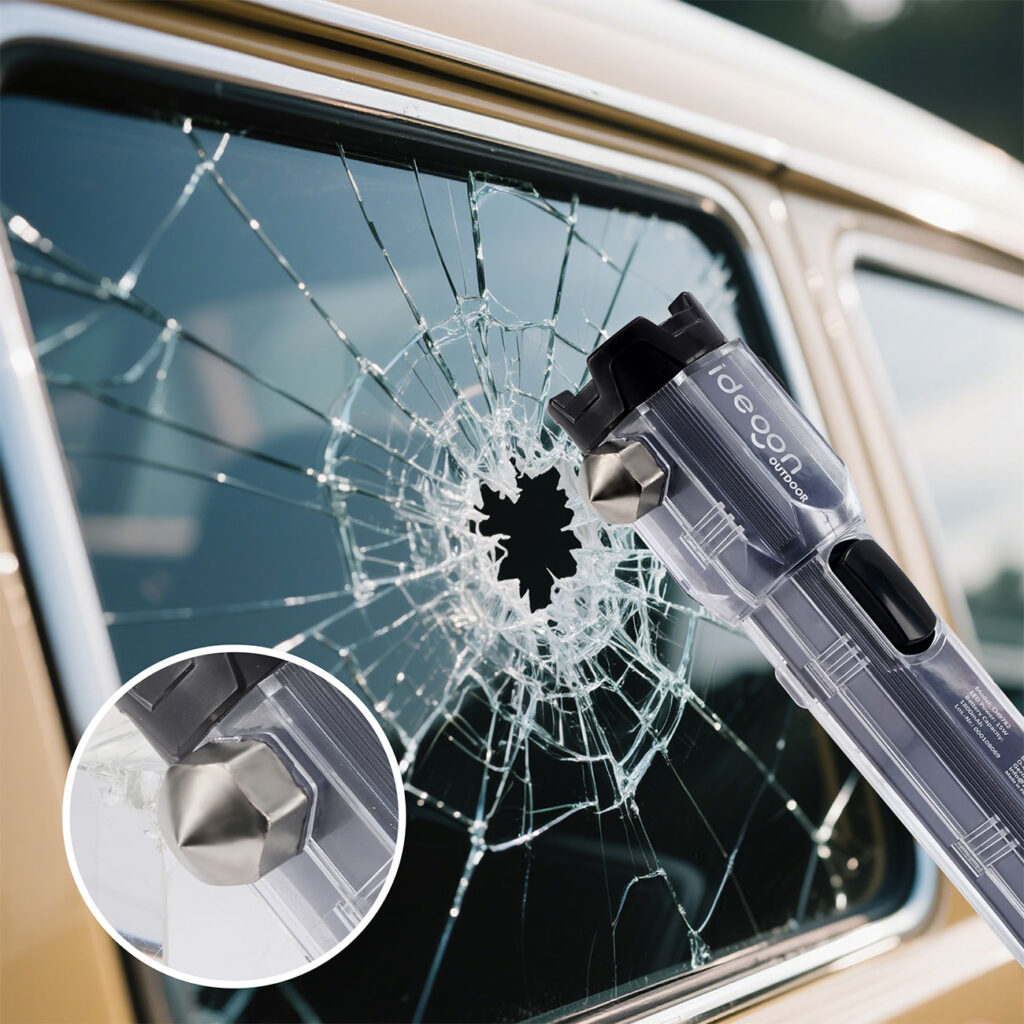 Multifunktions-Taschenlampe mit Hammer & Gurtschneider, Akku