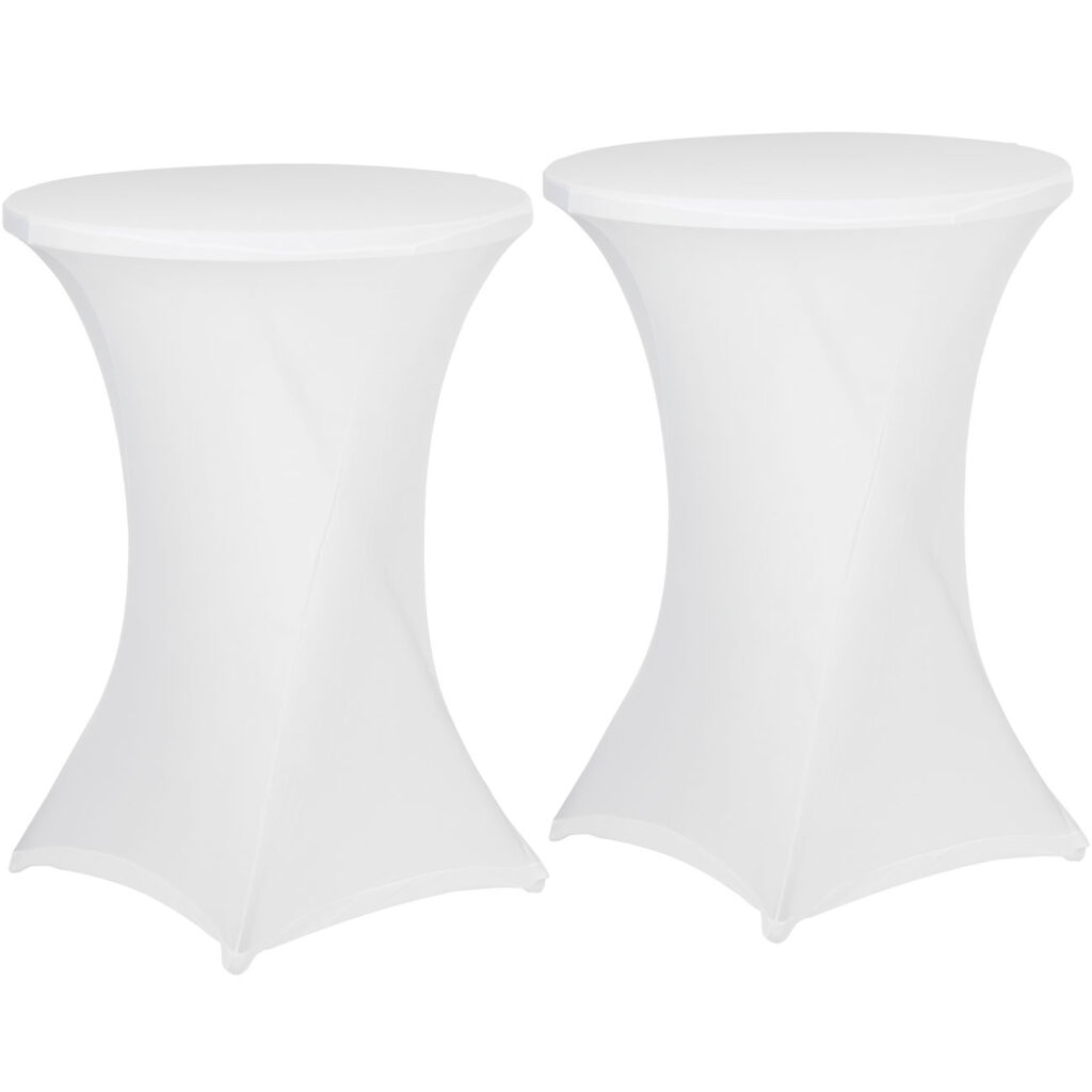 2er-Set Weisse Stehtischhusse für Tische bis 115cm, Ø 90cm