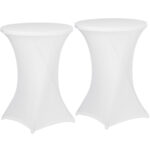 2er-Set Weisse Stehtischhusse für Tische bis 115cm, Ø 90cm