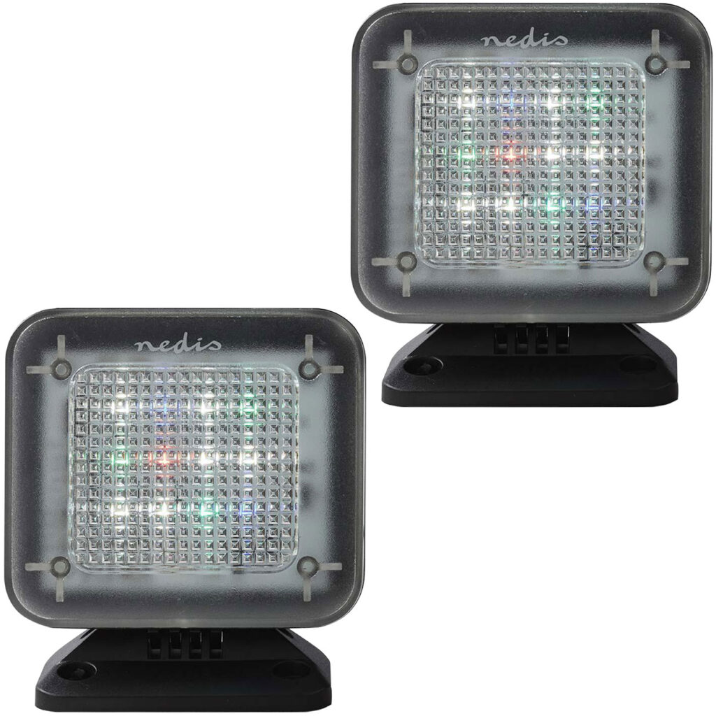 2er-Set TV-Simulator zur Einbrecher-Abschreckung, Zeitschaltuhr, 12 Farb-LEDs
