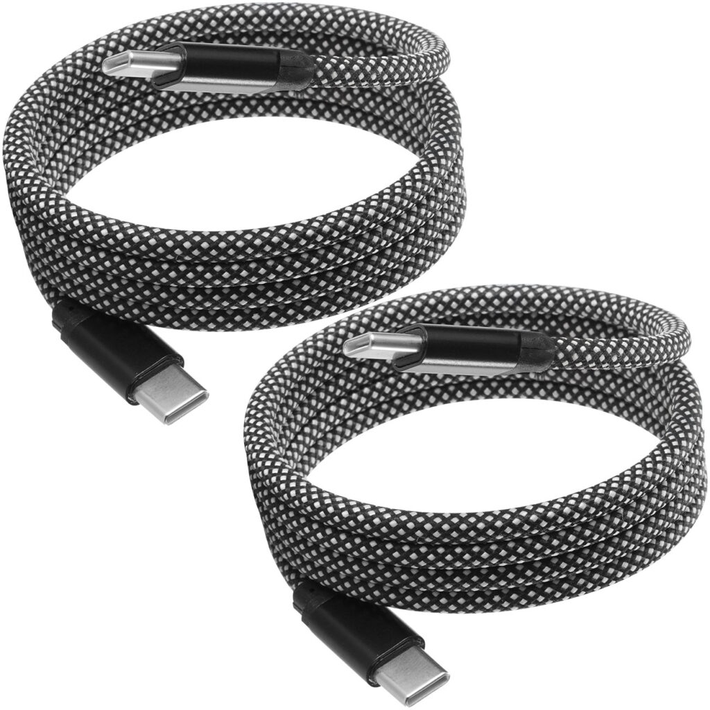 2er-Set Daten- & Ladekabel, Magnetische Aufrollfunktion, USB-C auf-USB-C, 100 W, 1m