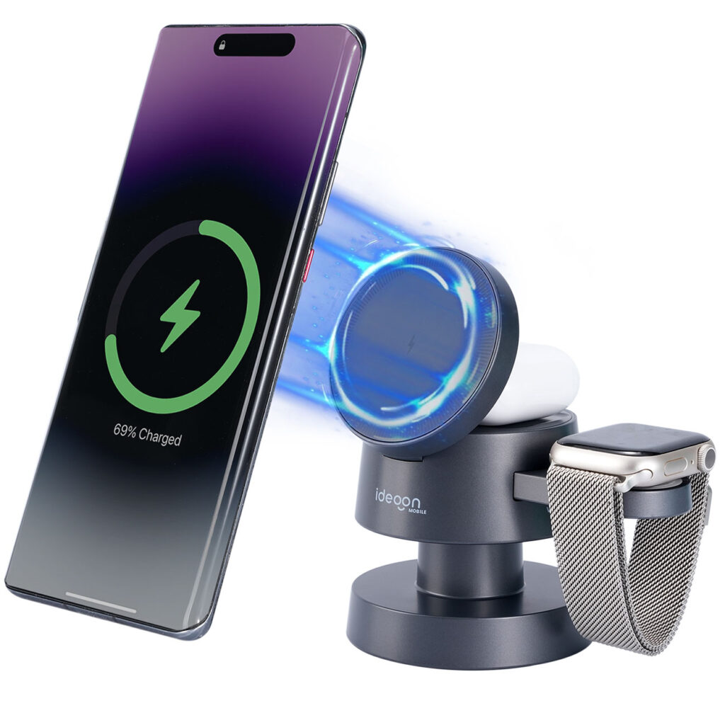 3-in-1 Drahtlose Ladestation, komp. mit AirPods & Apple Watch, schwarz