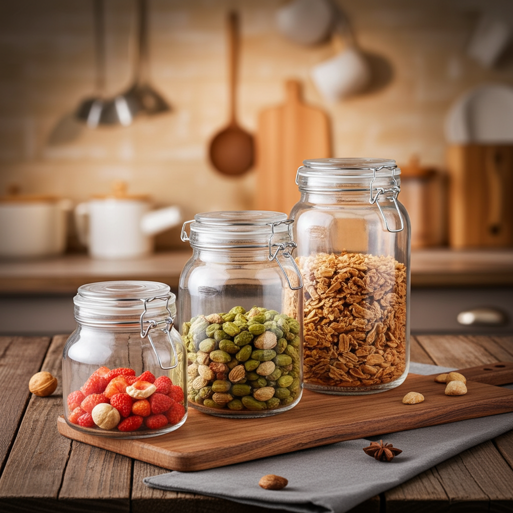 Vorratsgläser-Set mit Spannverschluss, 3 Grössen