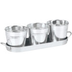 Kräutertöpfe, 3tlg. mit Tablett, Metall