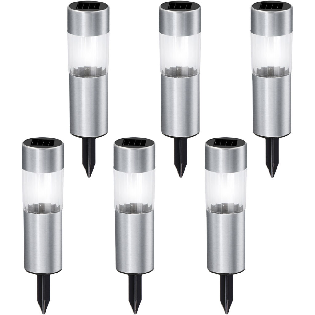 6er-Set Solar Wegeleuchte mit Erdspiess, Ø 4,5 x H 15 cm