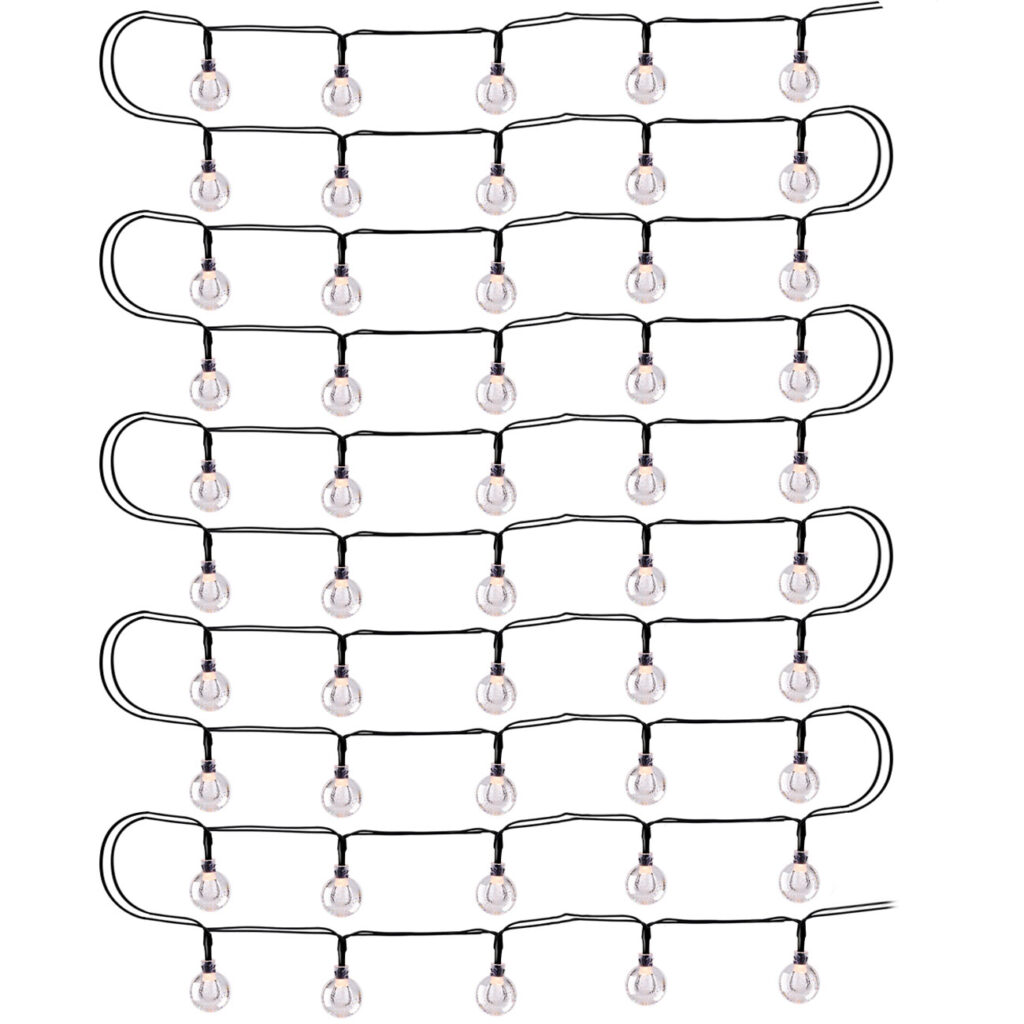 Solar-LED-Lichterkette mit 50 warmweissen LED Glühbirnen, 6,9 m