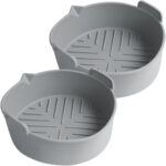 2er-Set Silikonform für Heissluftfritteuse, grau, Ø 19 x H 6 cm