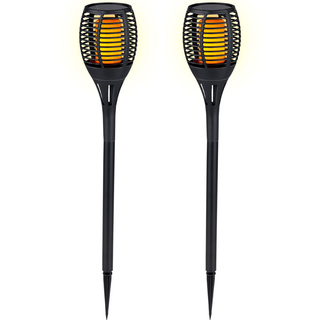 2er-Set Solargartenfackel mit Erdspiess, je 9 x 59 cm
