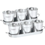 2er-Set Kräutertöpfe, 3tlg., mit Tablett, Metall