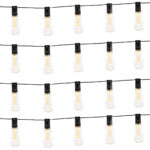 2er-Set Solar-LED-Lichterkettee mit 10 warmweissen LED Glühbirnen, 3,35 m