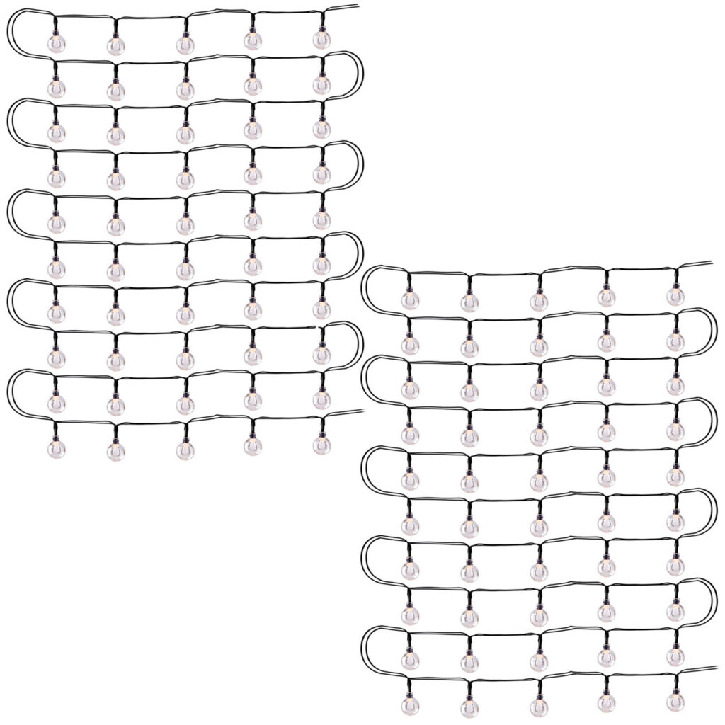 2er-Set Solar-LED-Lichterkette mit 50 warmweissen LED Glühbirnen, 6,9 m