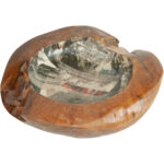 Dekorative Schale aus Teakholz mit  Zeitungs-Finish, 30 x 30x 15cm