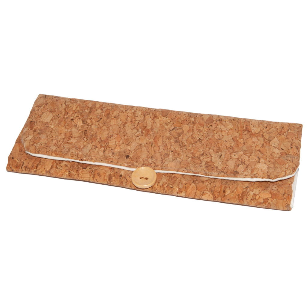 Faltbares Stifteetui, Stiftemappe aus Kork und Baumwolle, 20 x 7,1 x 2,8