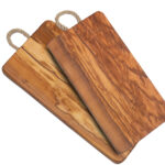 Rechteckiges Brett aus 100% Olivenholz mit Kordel, 2er-Set