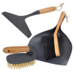 3er-Reinigungs-Set mit Scheuerbürste, Handfeger und Kehrschaufel sowie Scheibenabzieher