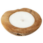 Teakholz-Kerzenschale, Tischkerze, 20 cm