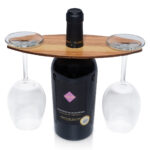 Wein-Caddy, Flaschenhalter für zwei Glas Wein, 25 x 11cm, Olivenholz