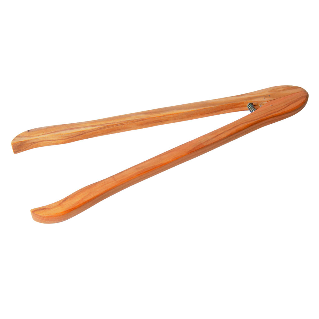 Holzzange, Salatzange, Grillzange mit Feder, 25 cm, Olivenholz