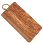 Rechteckiges Brett aus 100% Olivenholz mit Kordel, 24 x 13 x 1,8 cm