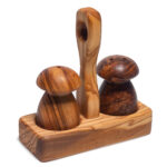 Salz- und Pfeffer-Streuer, Pilzform, 13 x 10 cm, Olivenholz