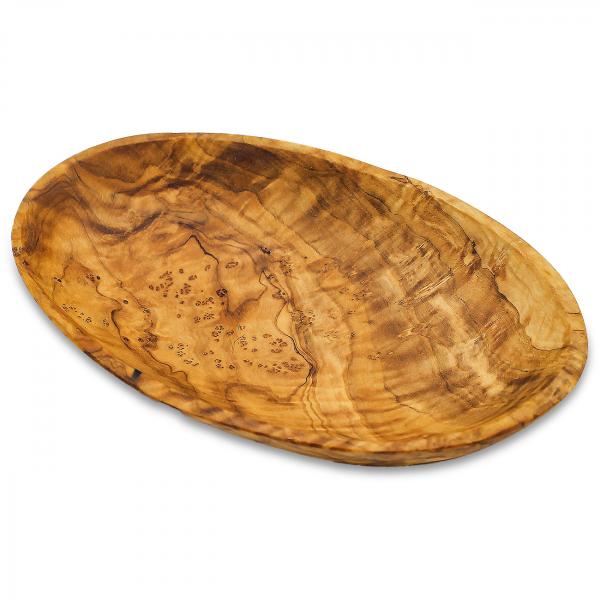 Mittelgrosse ovale Schale, aus Olivenholz, Muster, 16 x 10 x 2,5cm