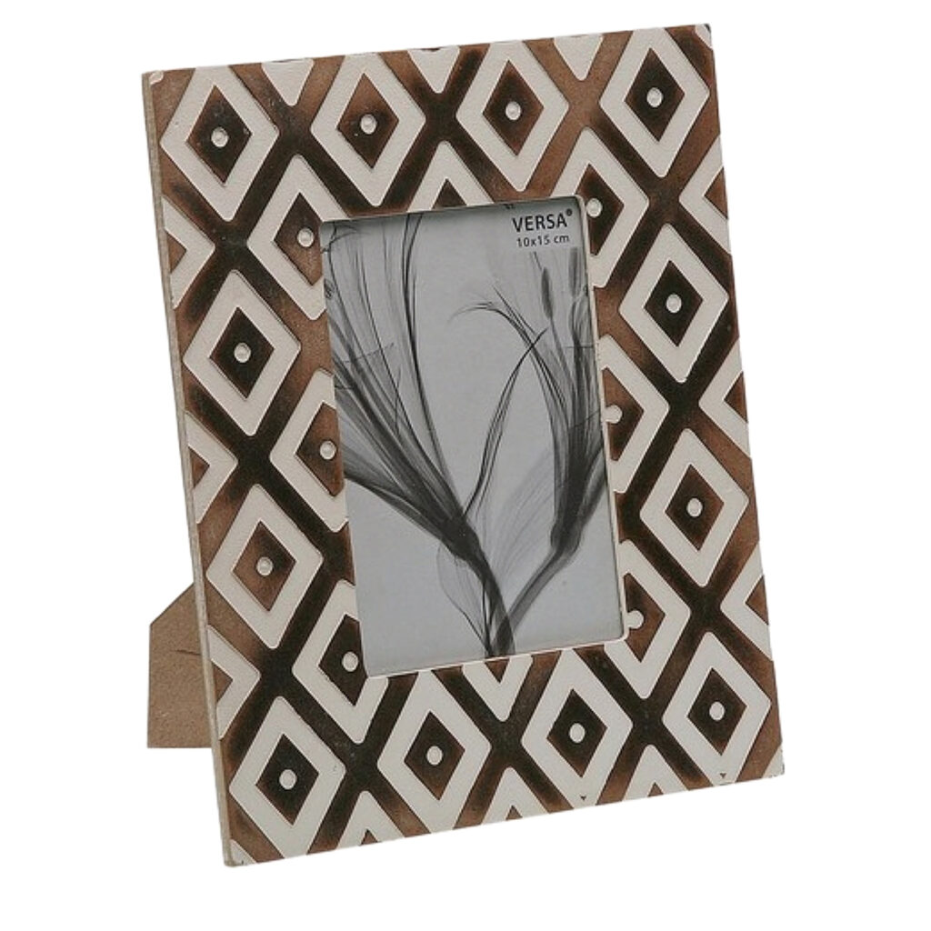 Fotorahmen in edlem Design, aus Holz, braun und weiss, 13 x 18cm