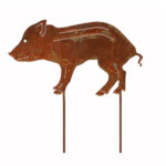 Gartenstecker Frischling aus Metall, rostbraun, 36 x 20 cm