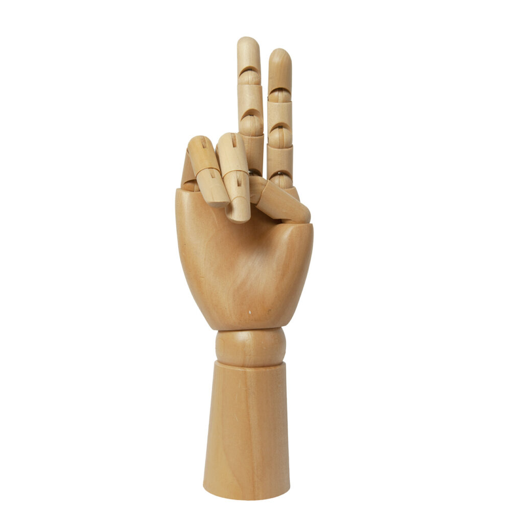 Holz-Hand mit verstellbaren Gliedern, Höhe 30 cm