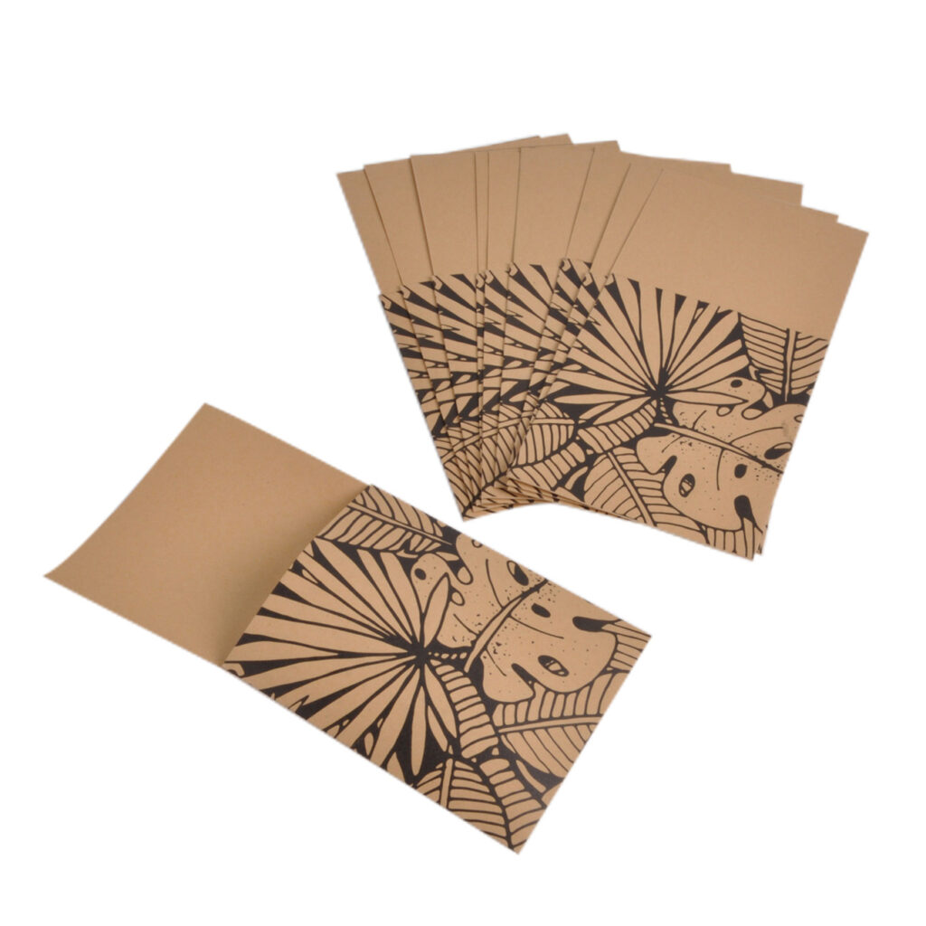 Bestecktaschen mit Muster aus Kraftpapier, 12er-Set, 9,5 x 19 cm
