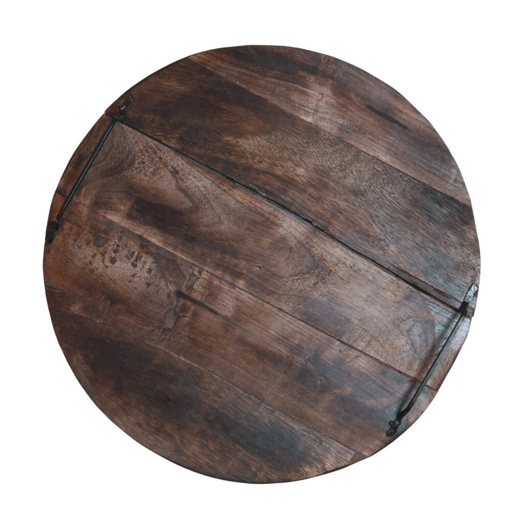 Rundes Schneidebrett aus Mangoholz, mit Metallgriffen, Ø 40 cm