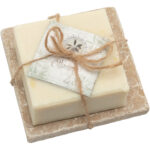 Hamam-Seife mit Oliven-Öl, mit Seifenablage aus Travertin