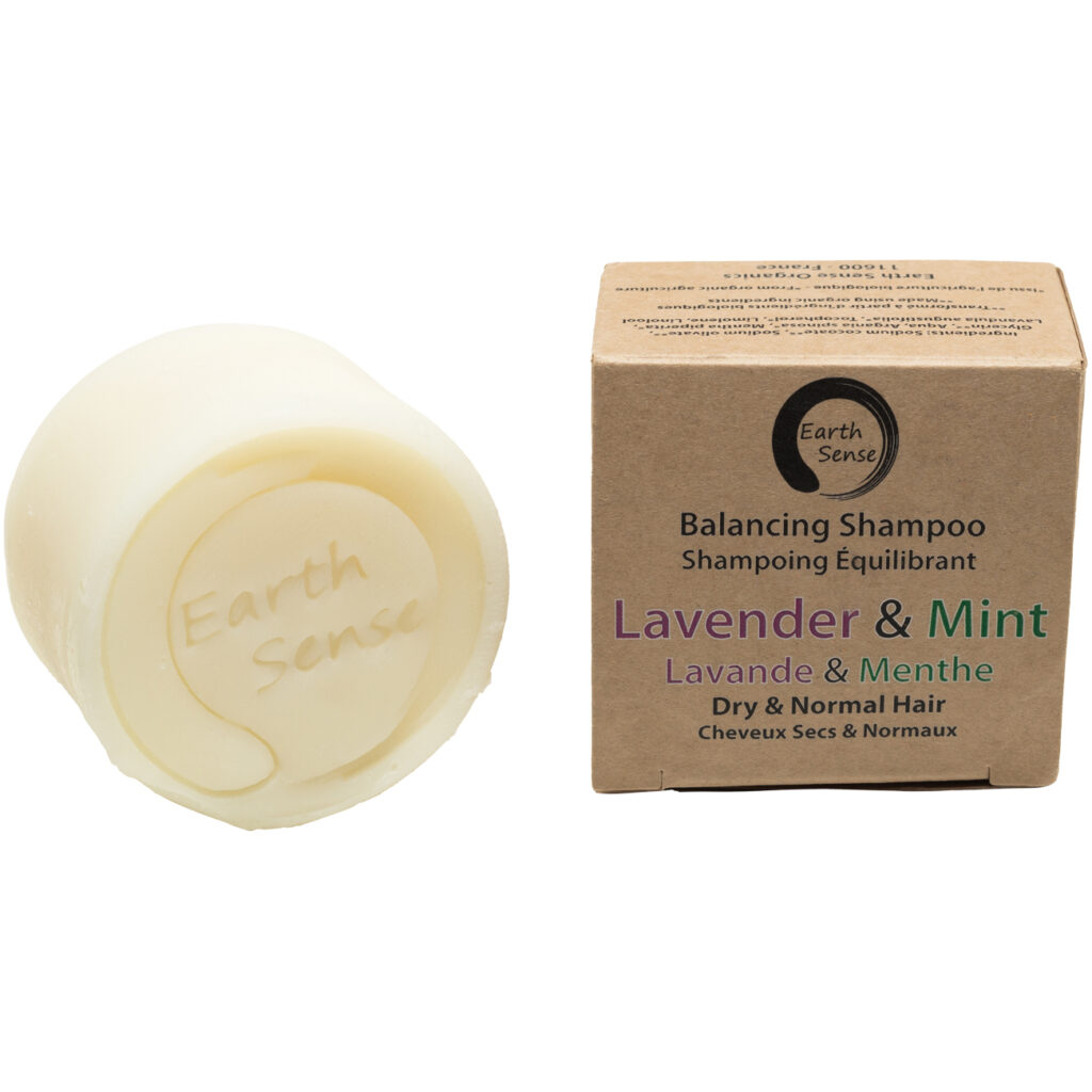 Festes Bio Shampoo mit Lavendel und Minze, Pflegeshampoo ohne Palmöl, Vegan