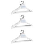 24 Holz-Kleiderbügel mit Rockkerbe und Steg, weiss