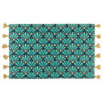 Rechteckiger Teppich mit Bommel, Baumwolle, mit buntem Druck, 50 x 80 cm