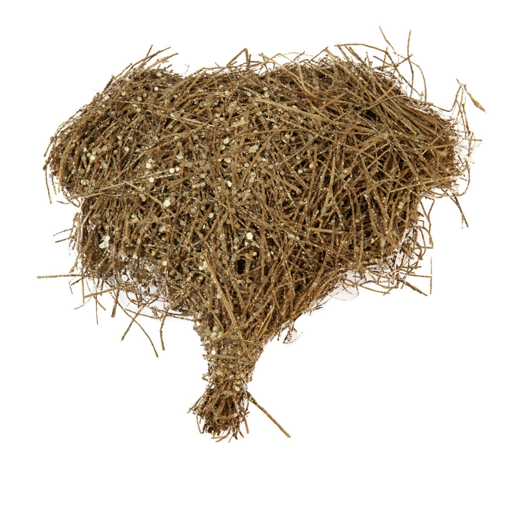 Trockenblumen-Dekoration in Herzform, Trockenblumengesteck Herz goldener Glitter, 25 cm