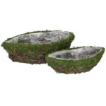 2er-Set Dekoschalen Natur Schiff mit Ästen und Gras, natürliche Pflanztöpfe mit Innenfolie