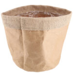 Pflanzsack aus Papier mit Wolle verstärkt, Übertopf mit Innenfolie, natur, 16 x 17 cm
