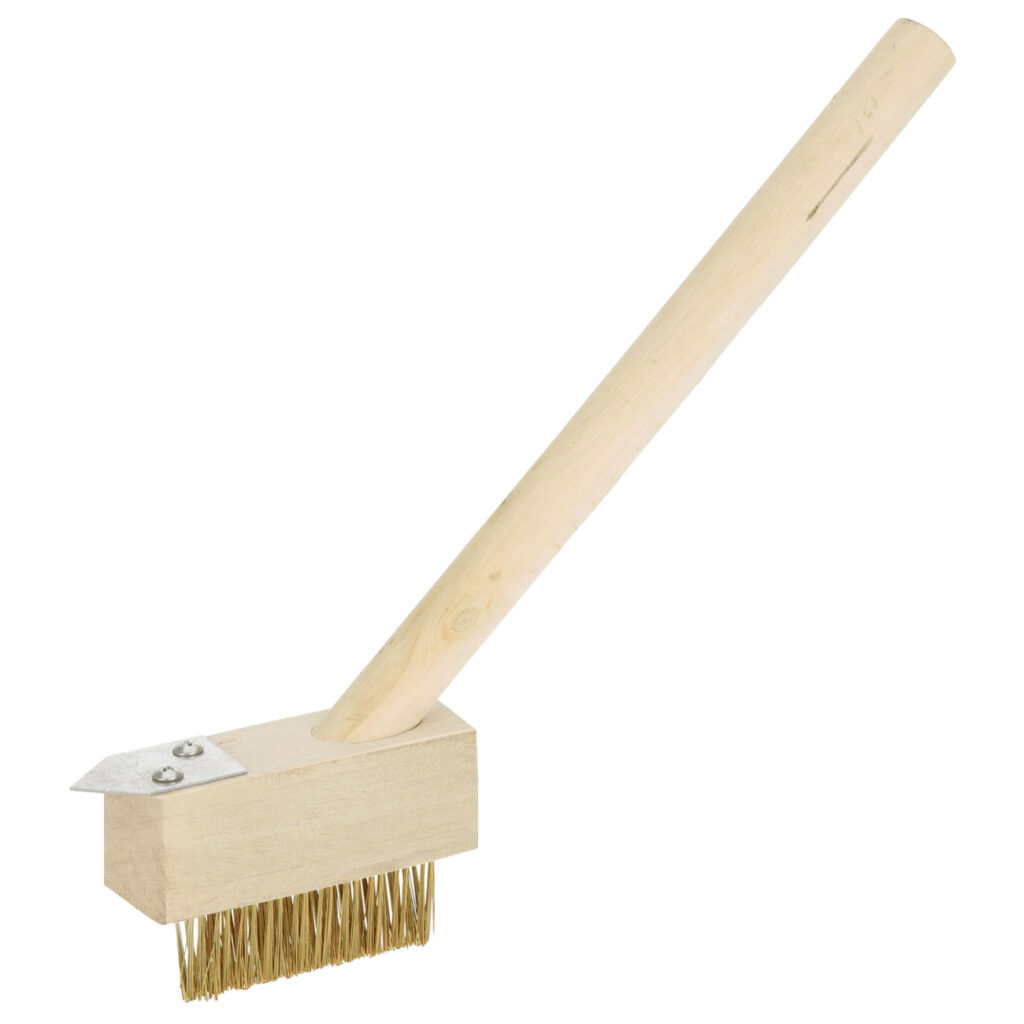 Fugenbürste mit Stahlborsten und Holzstiel, Unkrautbürste, 36 cm