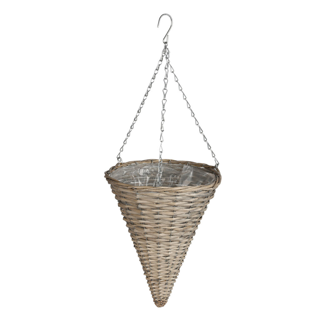 Trichterförmige Blumenampel aus Weidengeflecht, hängender Blumentopf, 30 x 38 cm