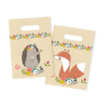 6er-Set Geschenktüten Igel und Fuchs, Süssigkeiten Taschen mit Henkel, 23 cm
