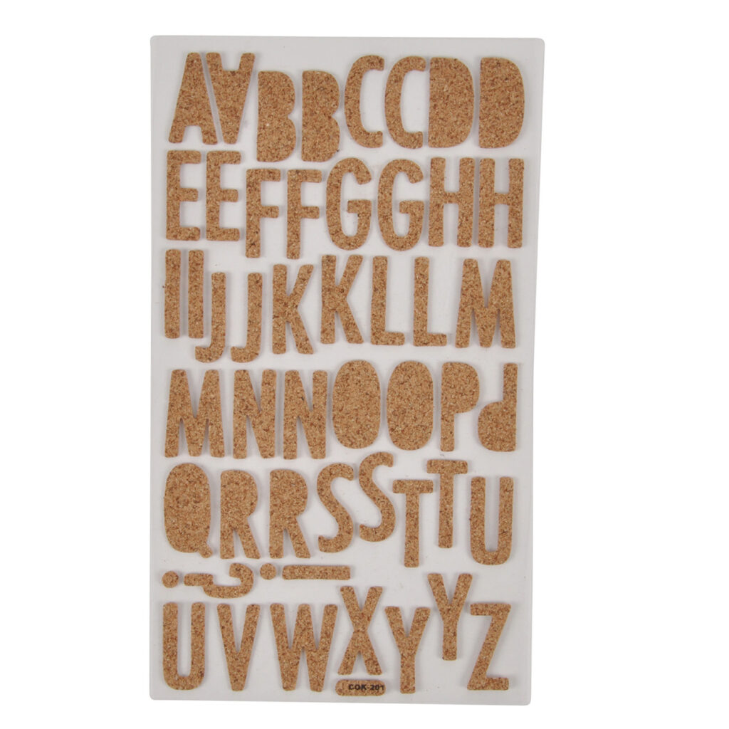 Buchstaben Aufkleber, selbstklebende Buchstaben aus Kork zum einfachen Beschriften