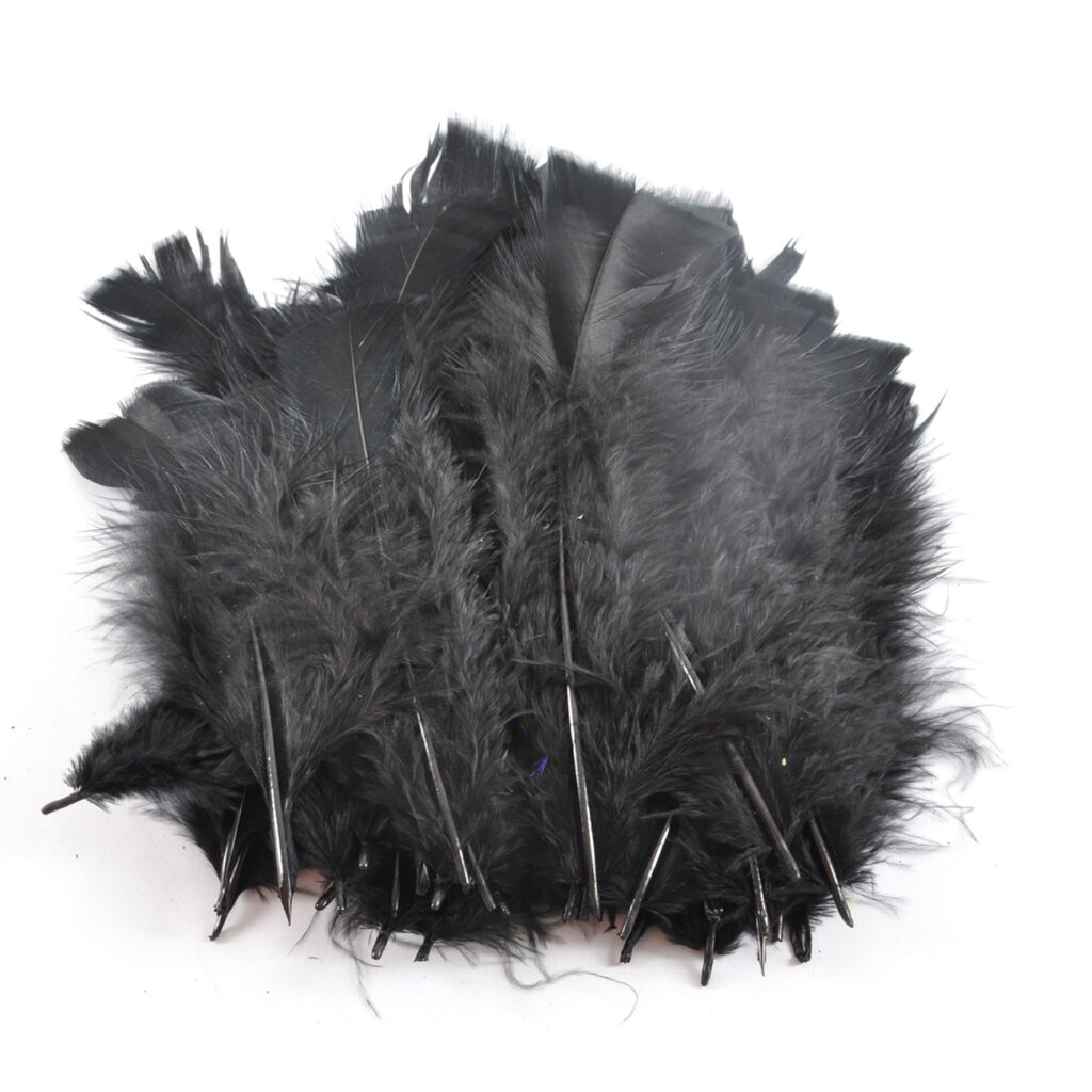 Bastelfedern weich 35 Stück, Bastelzubehör Federn schwarz, Länge 17 cm