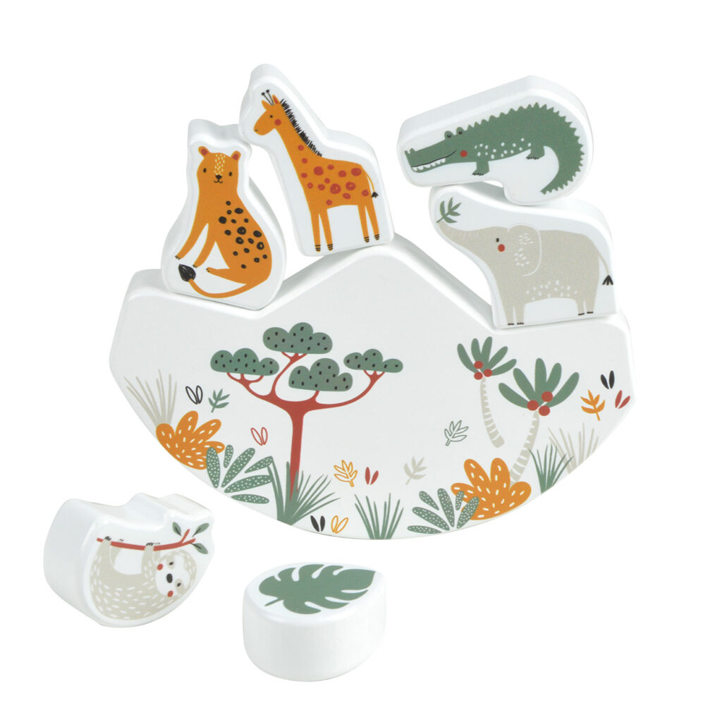 Lernspielzeug Zoo aus Holz, Balancierspiel für Kleinkinder, 15 x 2 x 14 cm