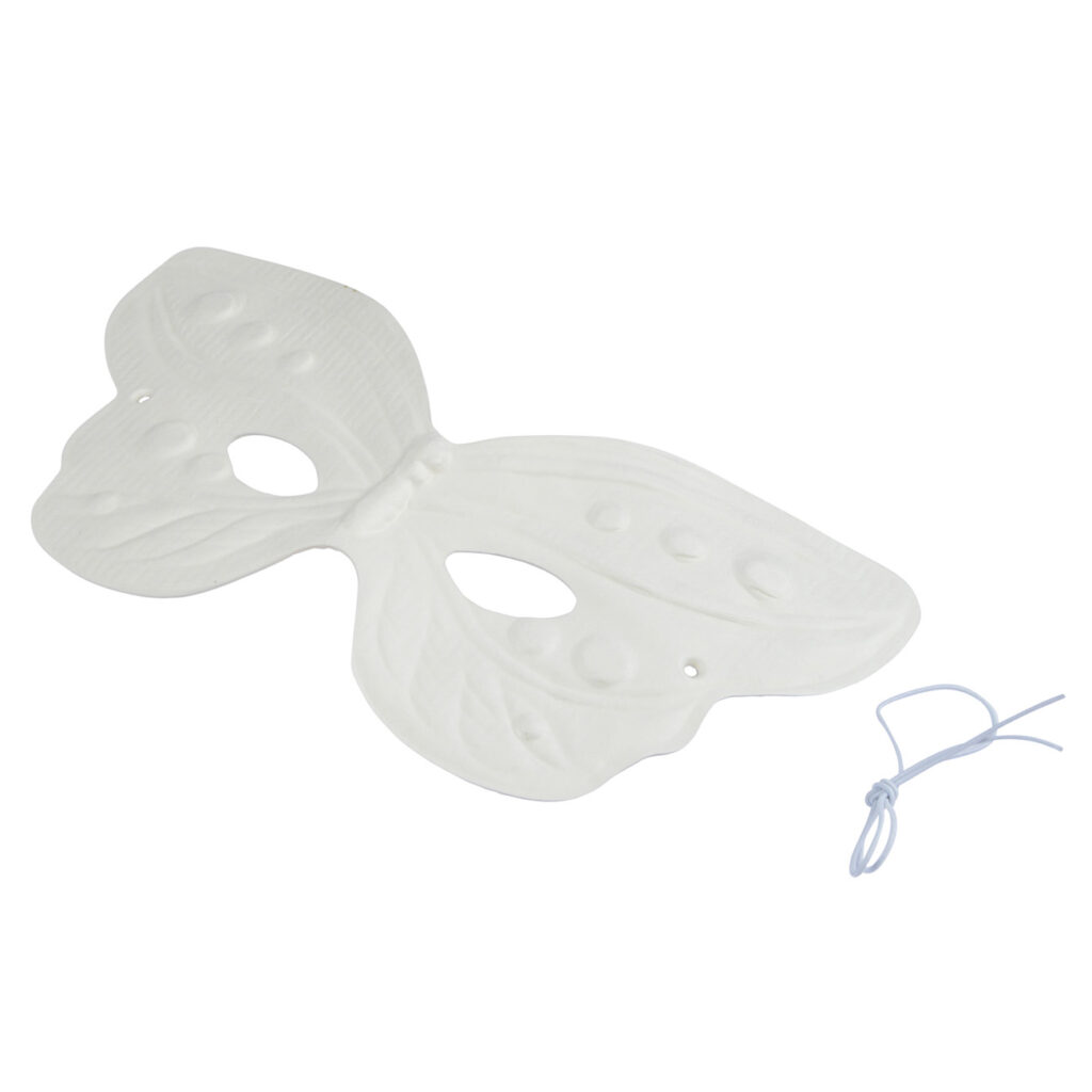 Schmetterlings-Maske weiss, Dekorationsmaske mit Band, 16,5 x 24 x 5 cm