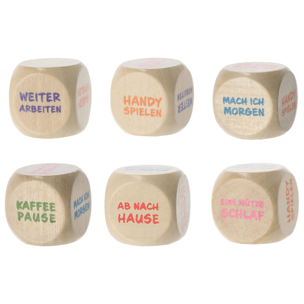 Entscheidungswürfel Job, Holzwürfel für das Büro, 3 x 3 cm