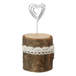 Fotohalter aus Holz und Metall, Tischkartenhalter Landhaus, braun, silber, 5 x 5 x 12 cm