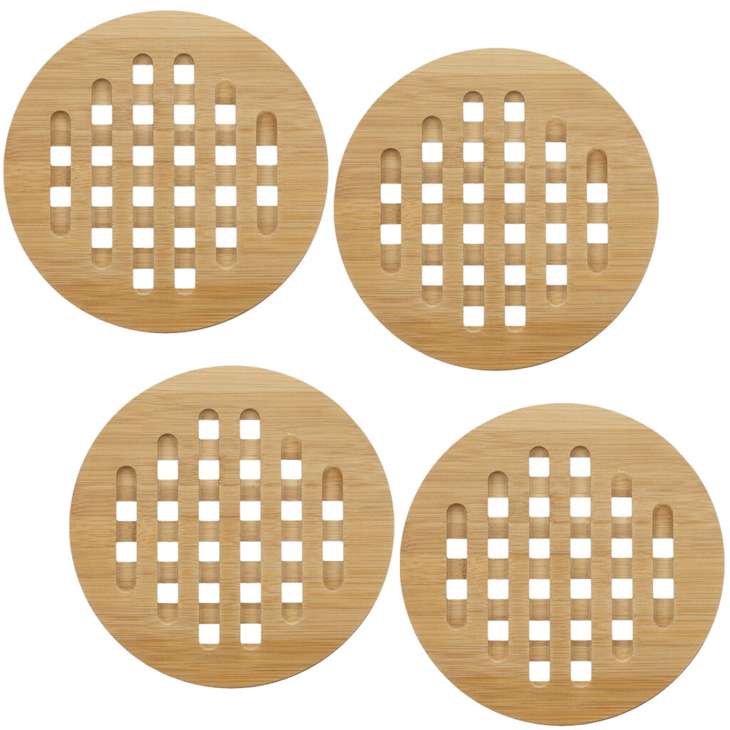 Untersetzer Bambus im 4er Set, rund, Topfuntersetzer, Ø 20 cm